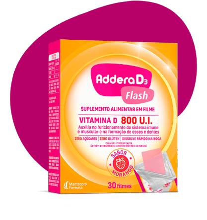 Embalagem do produto Addera D3, flash sabor morango de 800 U.I.