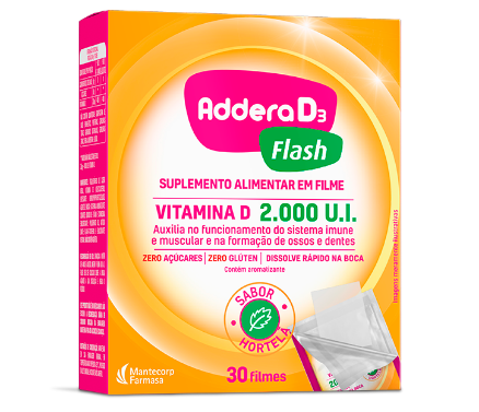 Embalagem do produto Addera D3, flash sabor hortelã de 2000 U.I.